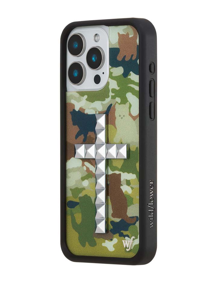 Wildflower Stud Cross Cat Camo iPhone Case