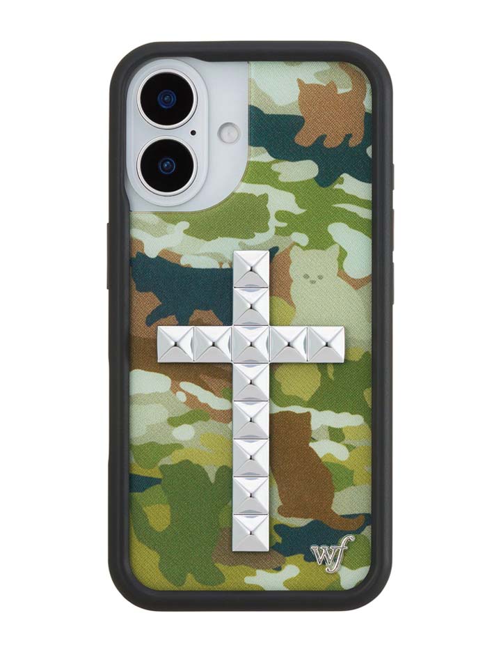 Wildflower Stud Cross Cat Camo iPhone Case