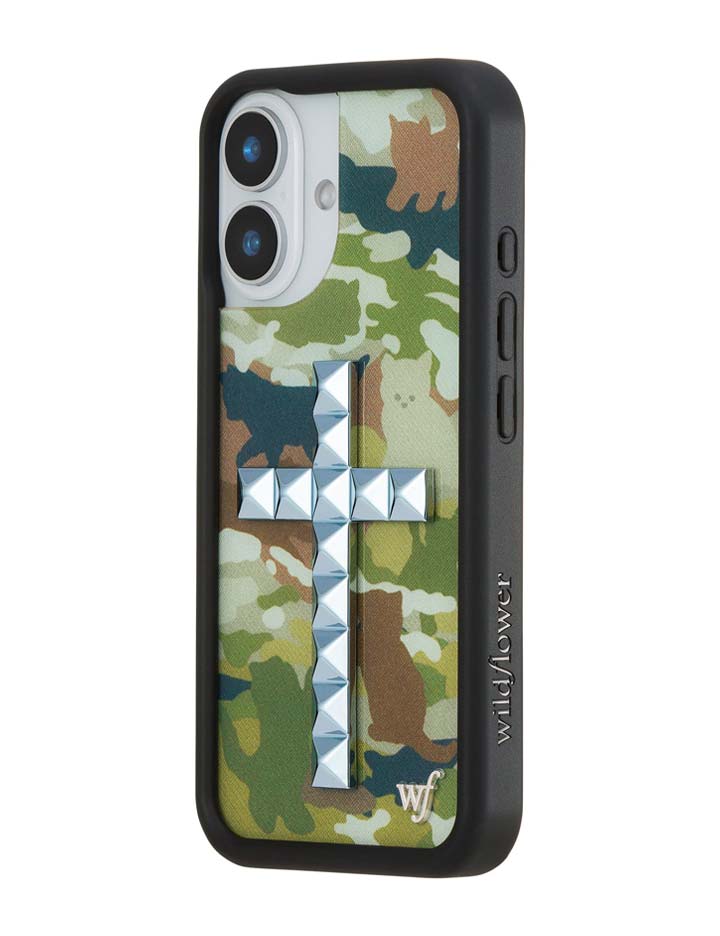 Wildflower Stud Cross Cat Camo iPhone Case