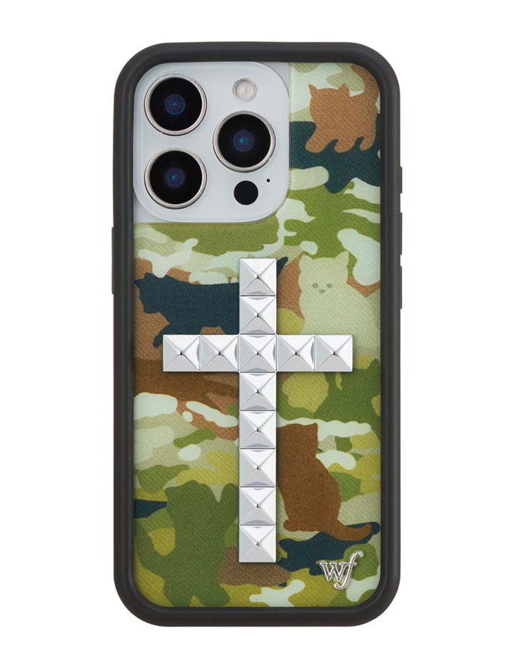 Wildflower Stud Cross Cat Camo iPhone Case