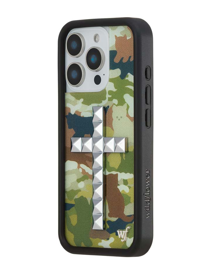 Wildflower Stud Cross Cat Camo iPhone Case