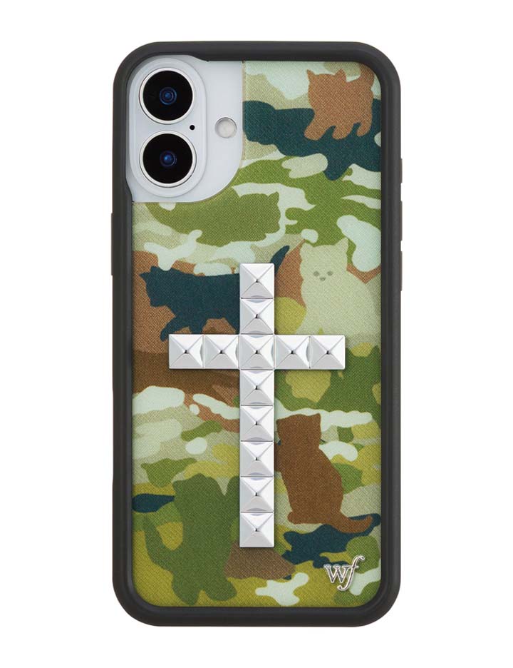 Wildflower Stud Cross Cat Camo iPhone Case