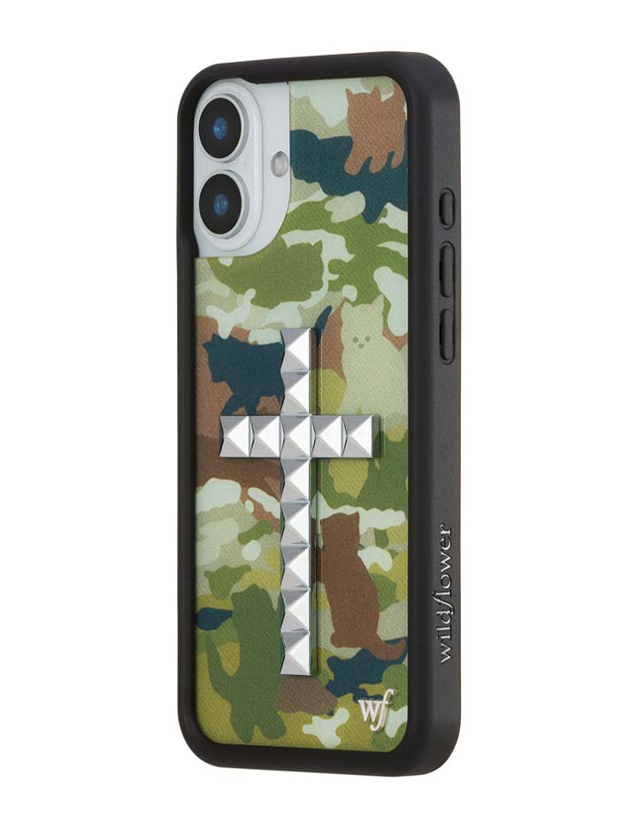 Wildflower Stud Cross Cat Camo iPhone Case