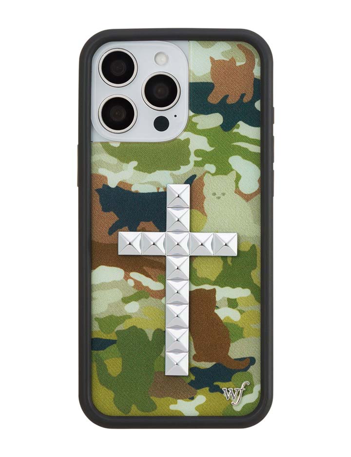 Wildflower Stud Cross Cat Camo iPhone Case