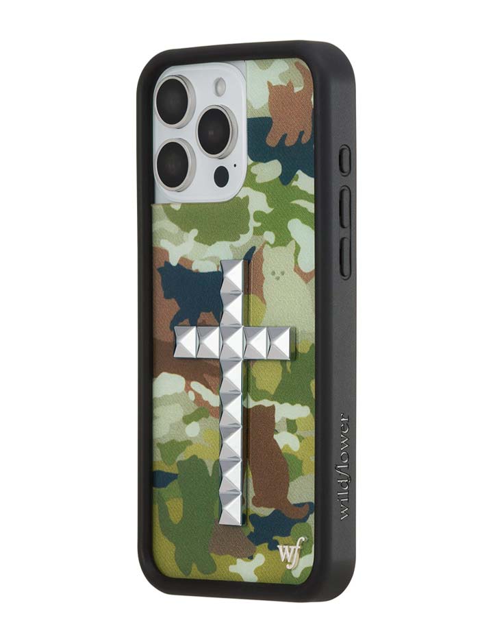 Wildflower Stud Cross Cat Camo iPhone Case
