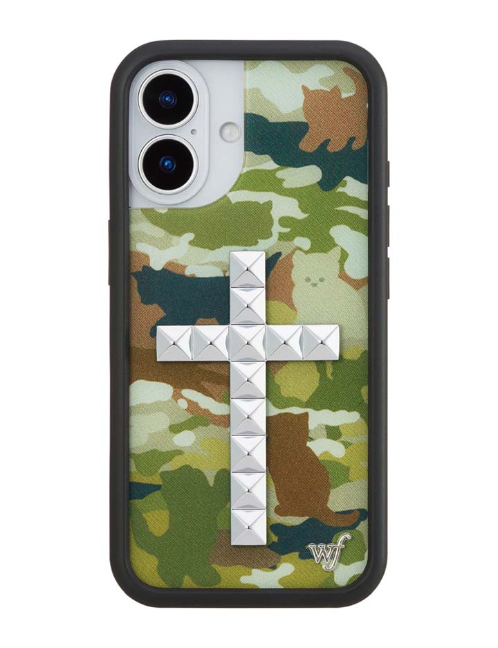 Wildflower Stud Cross Cat Camo iPhone Case