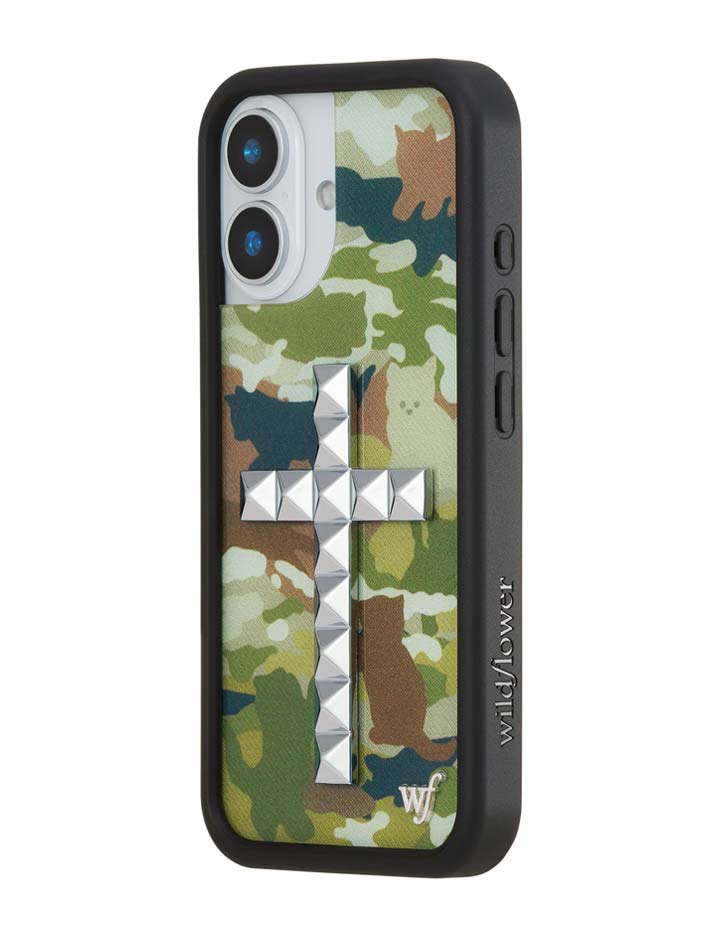 Wildflower Stud Cross Cat Camo iPhone Case