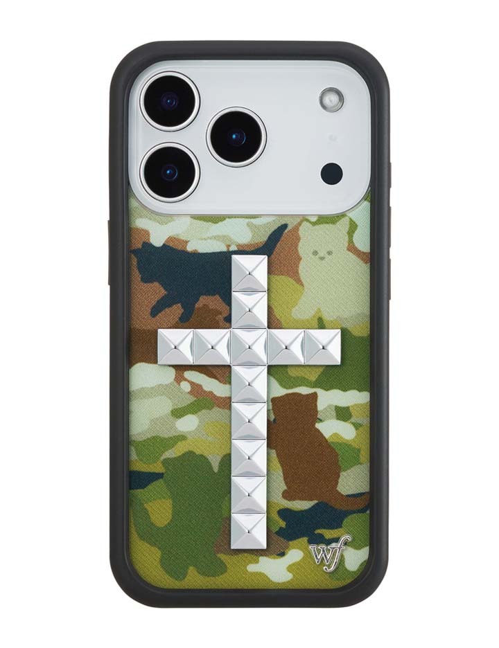 Wildflower Stud Cross Cat Camo iPhone Case