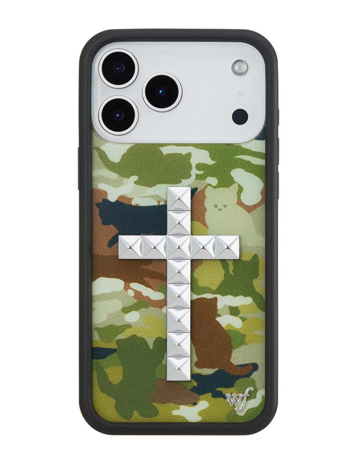 Wildflower Stud Cross Cat Camo iPhone Case