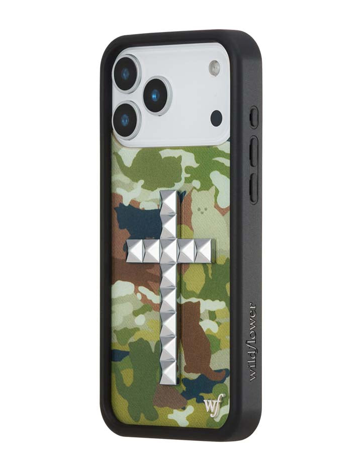 Wildflower Stud Cross Cat Camo iPhone Case