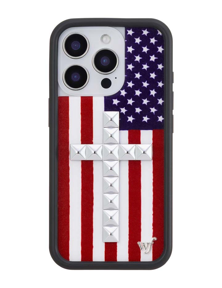 Wildflower Stud Cross American Flag iPhone Case