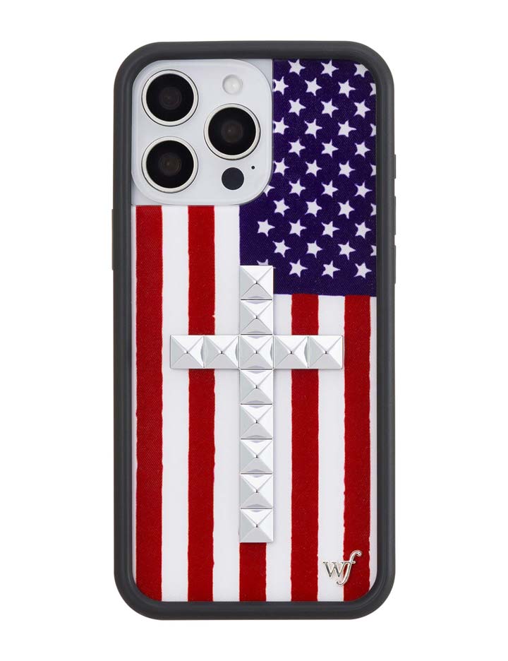 Wildflower Stud Cross American Flag iPhone Case