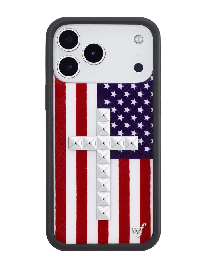 Wildflower Stud Cross American Flag iPhone Case