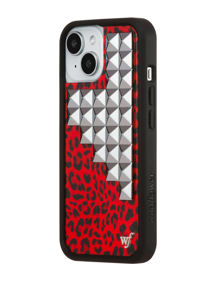 Wildflower Red Meow Stud iPhone Case