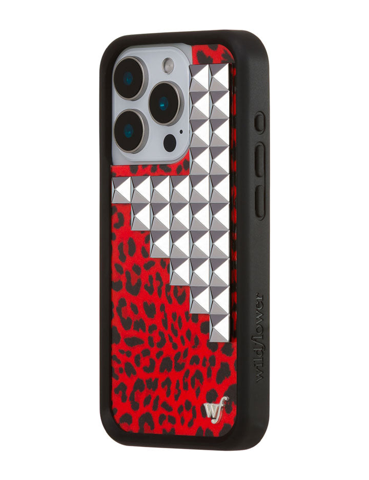 Wildflower Red Meow Stud iPhone Case
