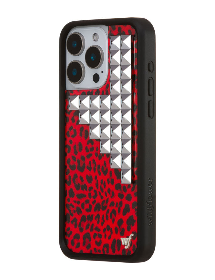 Wildflower Red Meow Stud iPhone Case