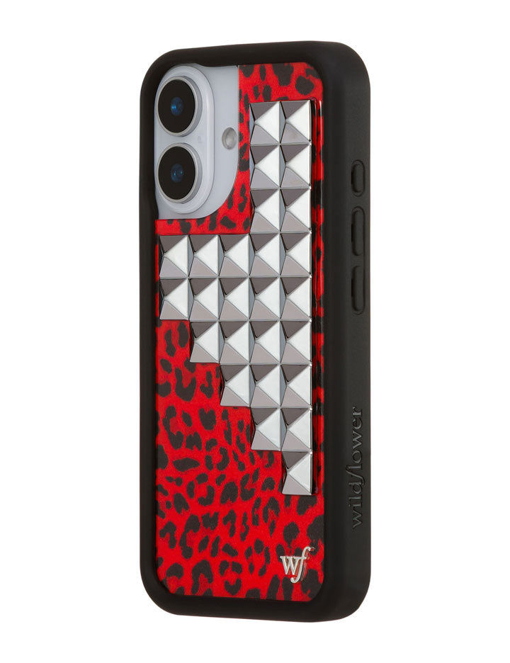 Wildflower Red Meow Stud iPhone Case
