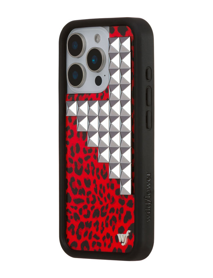 Wildflower Red Meow Stud iPhone Case