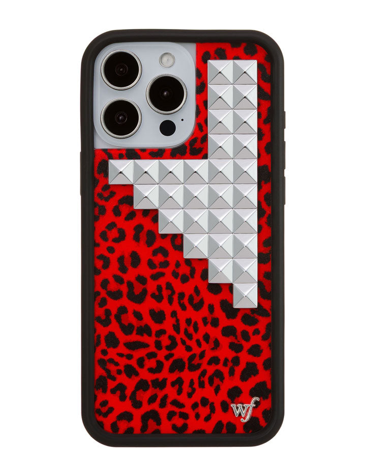 Wildflower Red Meow Stud iPhone Case