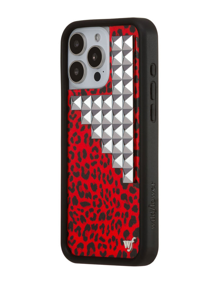 Wildflower Red Meow Stud iPhone Case