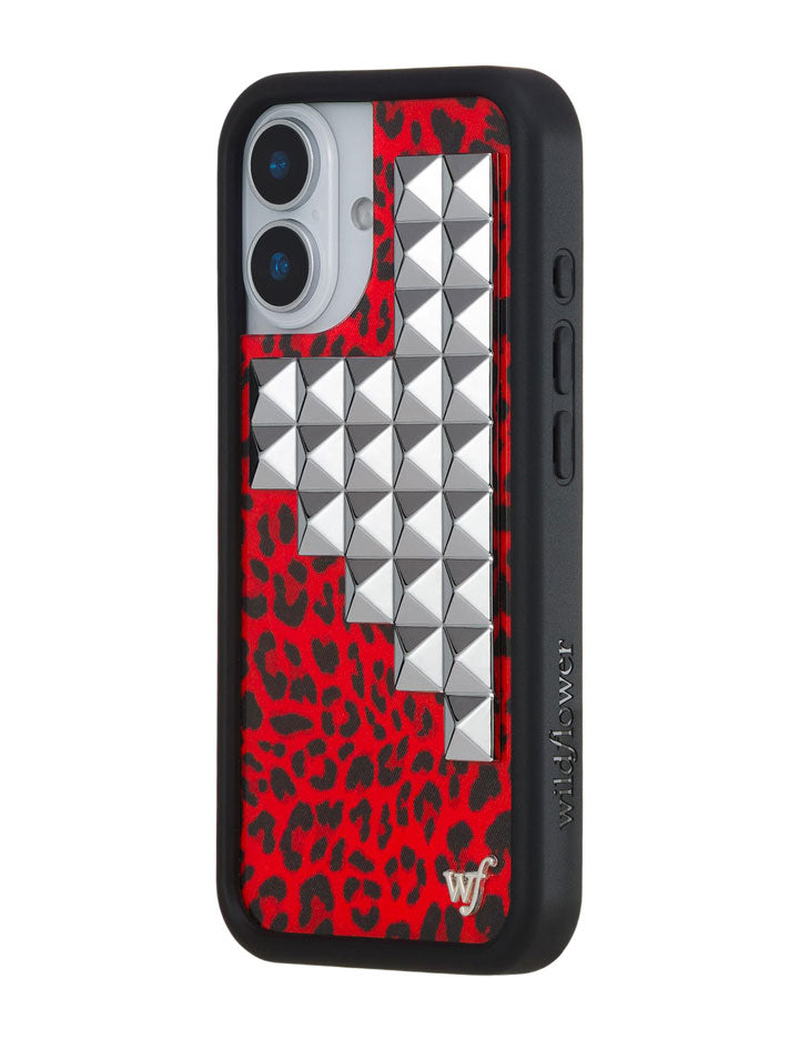 Wildflower Red Meow Stud iPhone Case