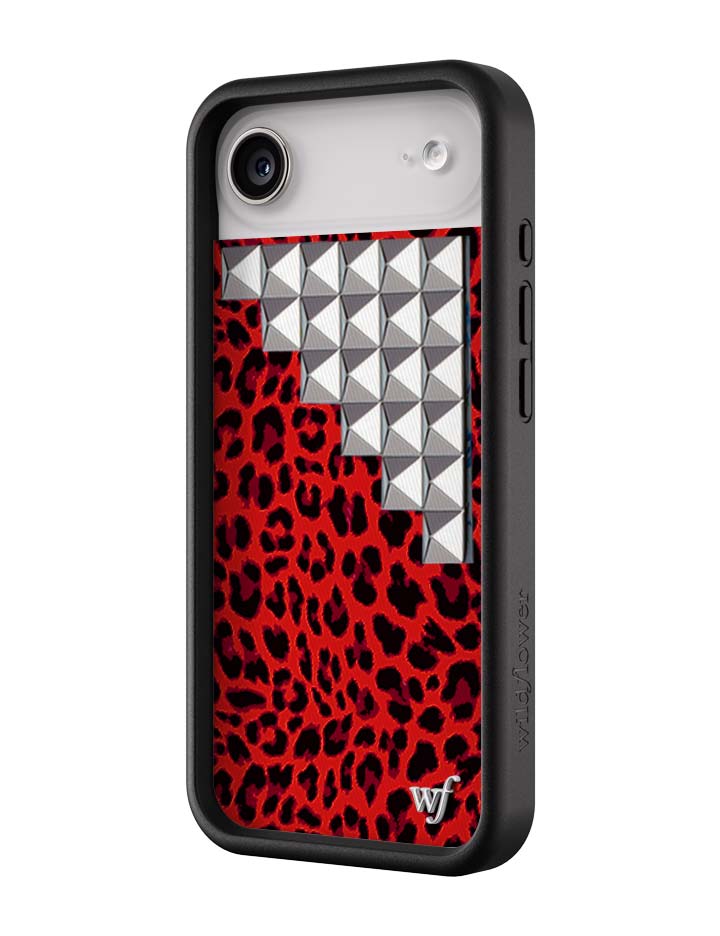 Wildflower Red Meow Stud iPhone Case