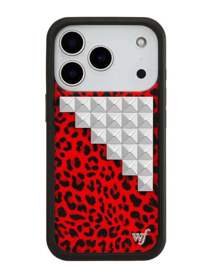 Wildflower Red Meow Stud iPhone Case