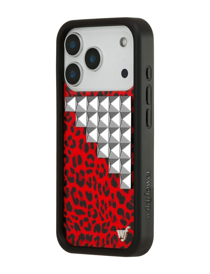 Wildflower Red Meow Stud iPhone Case