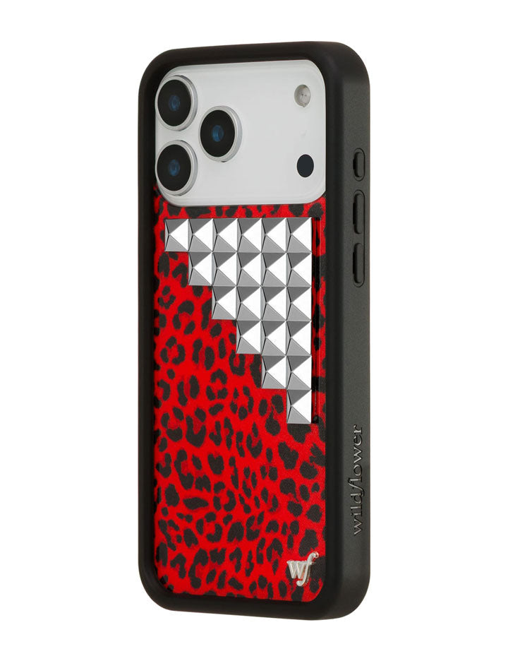 Wildflower Red Meow Stud iPhone Case