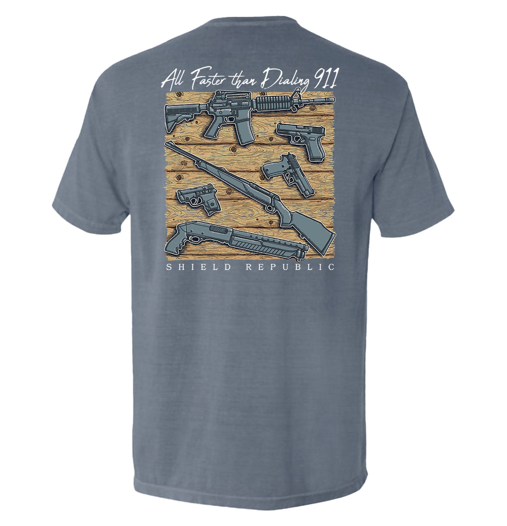 All Faster than Dialing 911 Pocket Tee