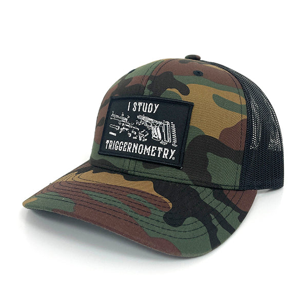 I Study Triggernometry Funny Gun Trucker Hat – Woven Patch Snapback