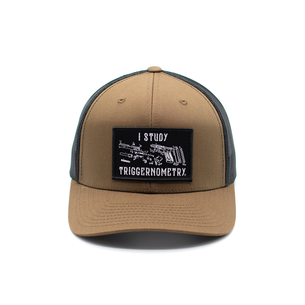 I Study Triggernometry Funny Gun Trucker Hat – Woven Patch Snapback