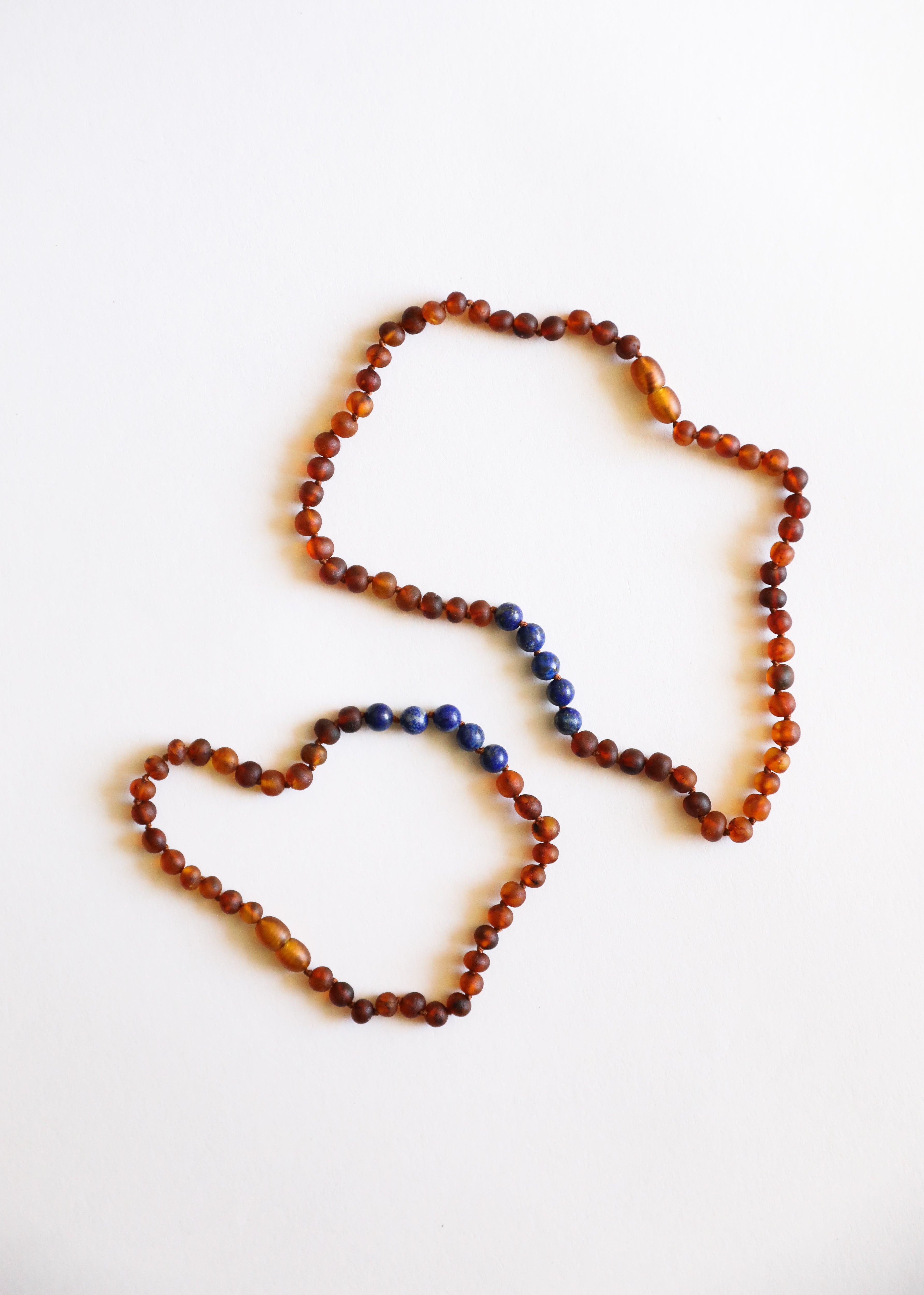 CanyonLeaf Raw Cognac Baltic Amber + Lapis || Necklace Set