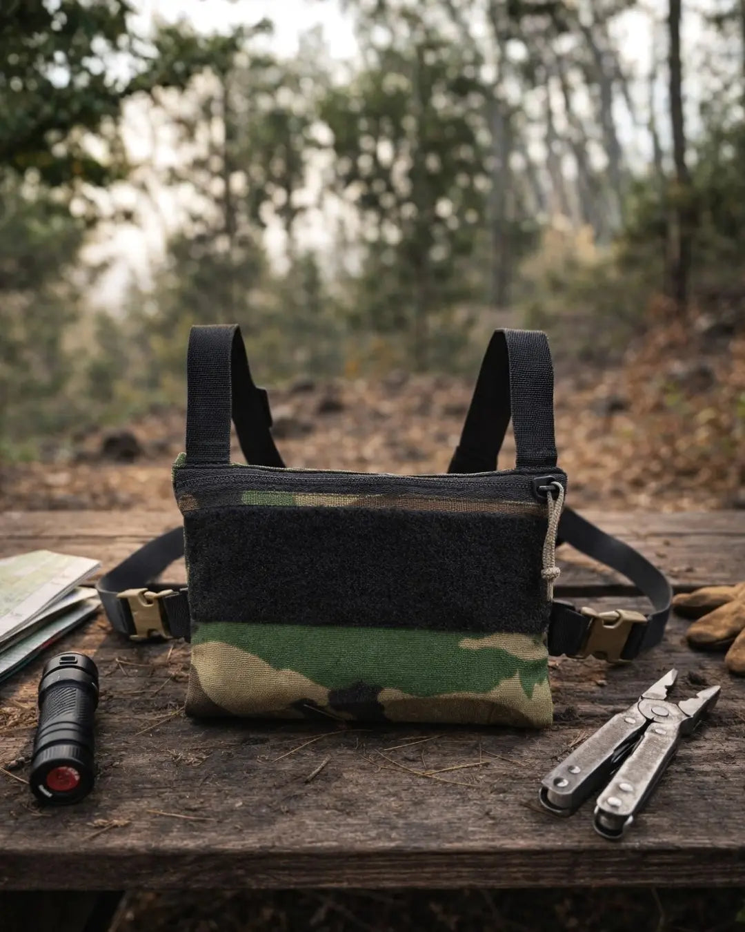 Recycled Firefighter Woodland Minimalist Chest Rig