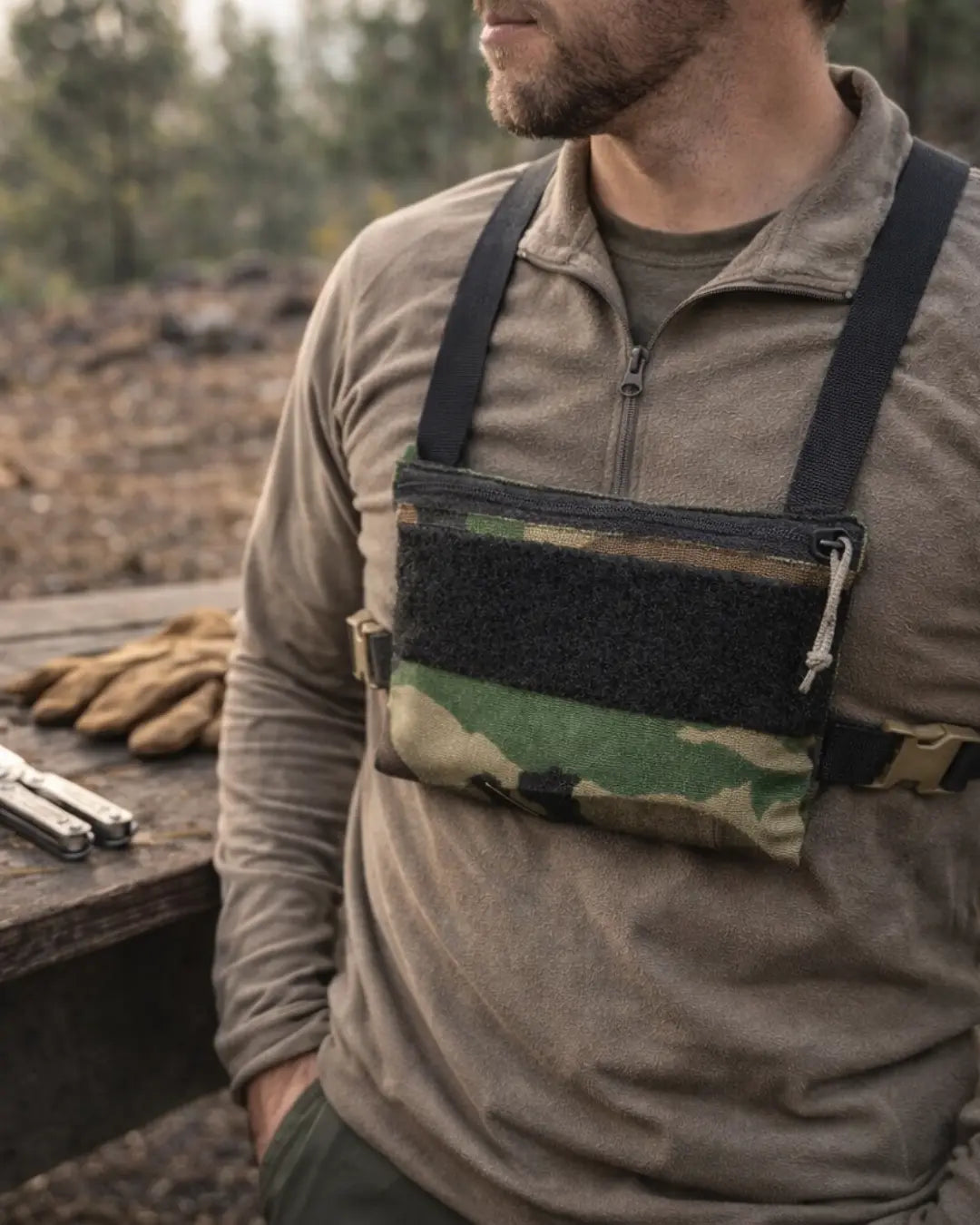 Recycled Firefighter Woodland Minimalist Chest Rig