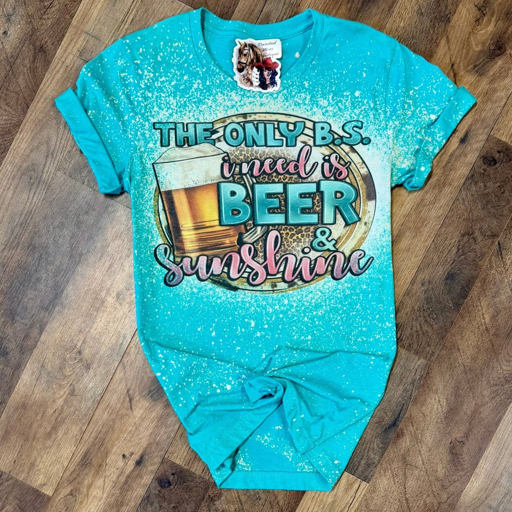 Beer & Sunshine Women's Turquoise T-Shirt by Painted Aces