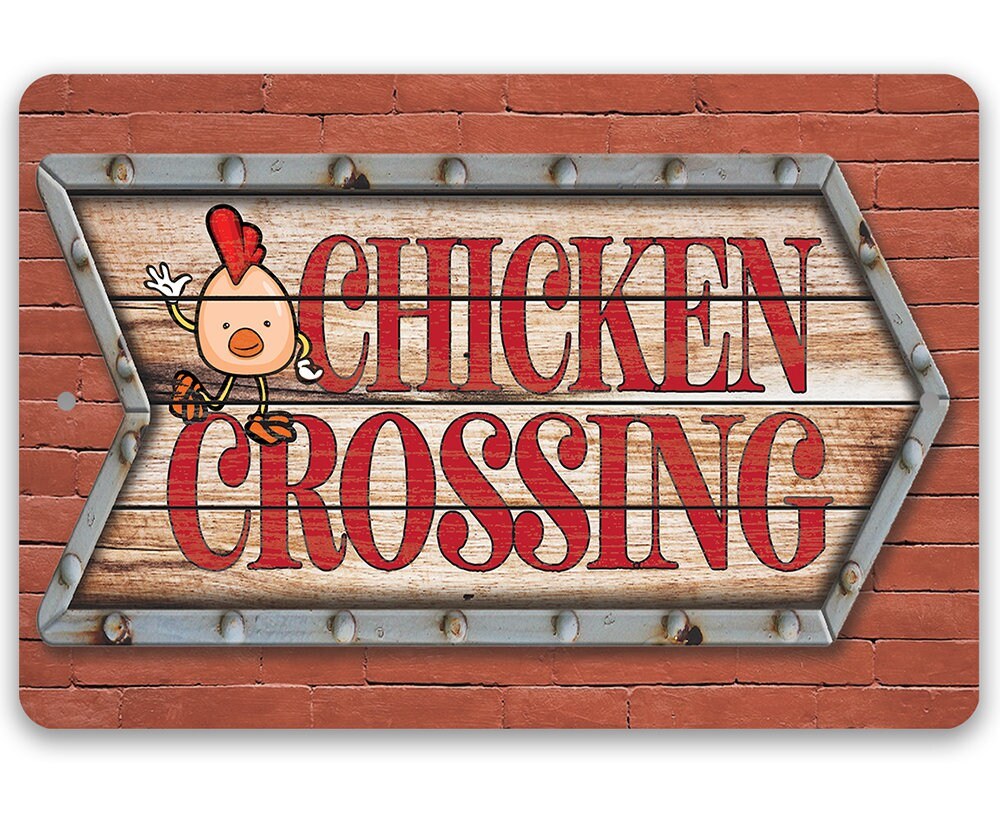 Chicken Crossing - Metal Sign by Lone Star Art