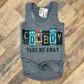 Cowboy Take Me Away Women's Racerback Tank Top by Painted Aces