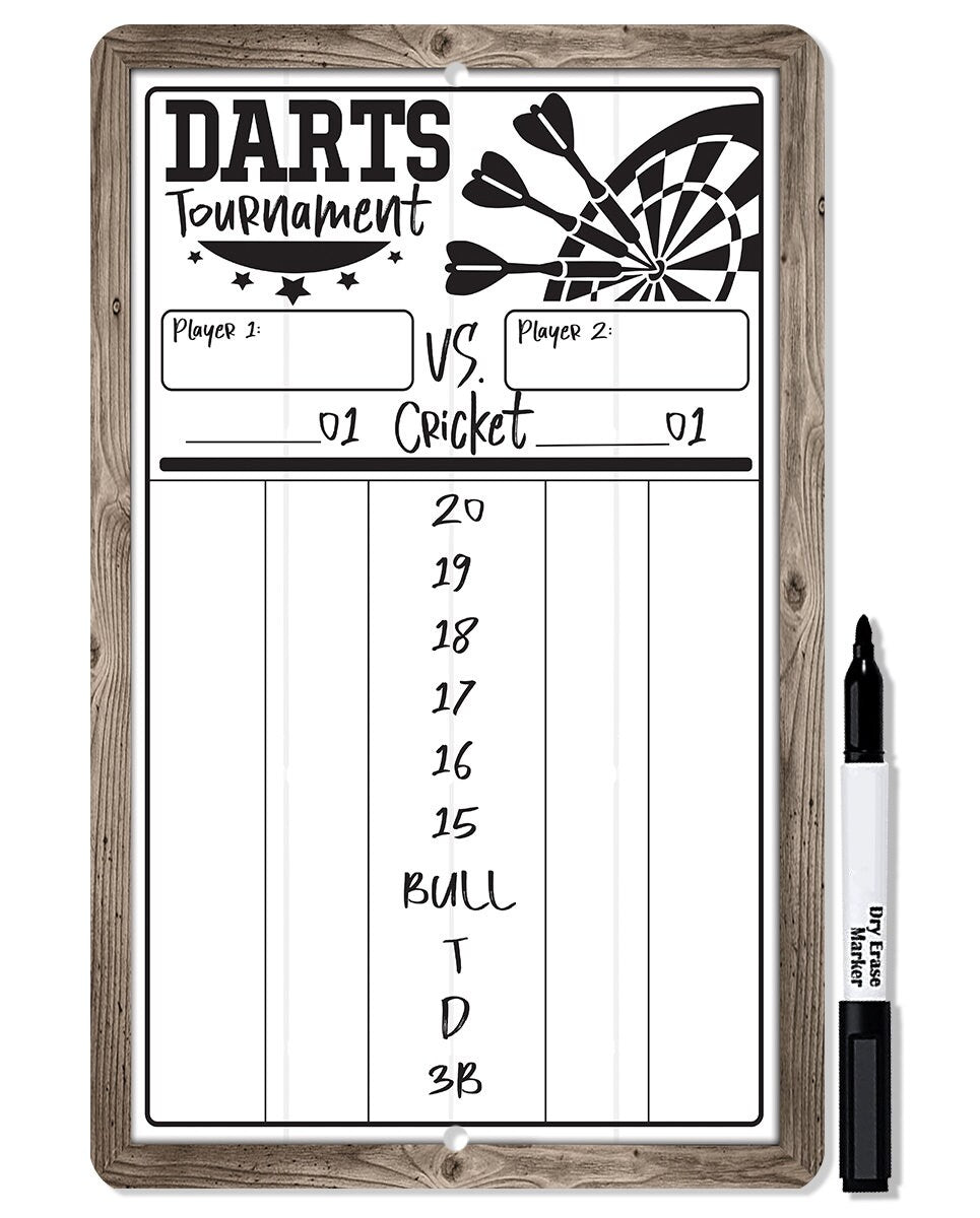 Lone Star Art-Dart Scoreboard (White) Dry Erase for Keeping Score in Games Cricket, 301 or 501 - Metal Sign