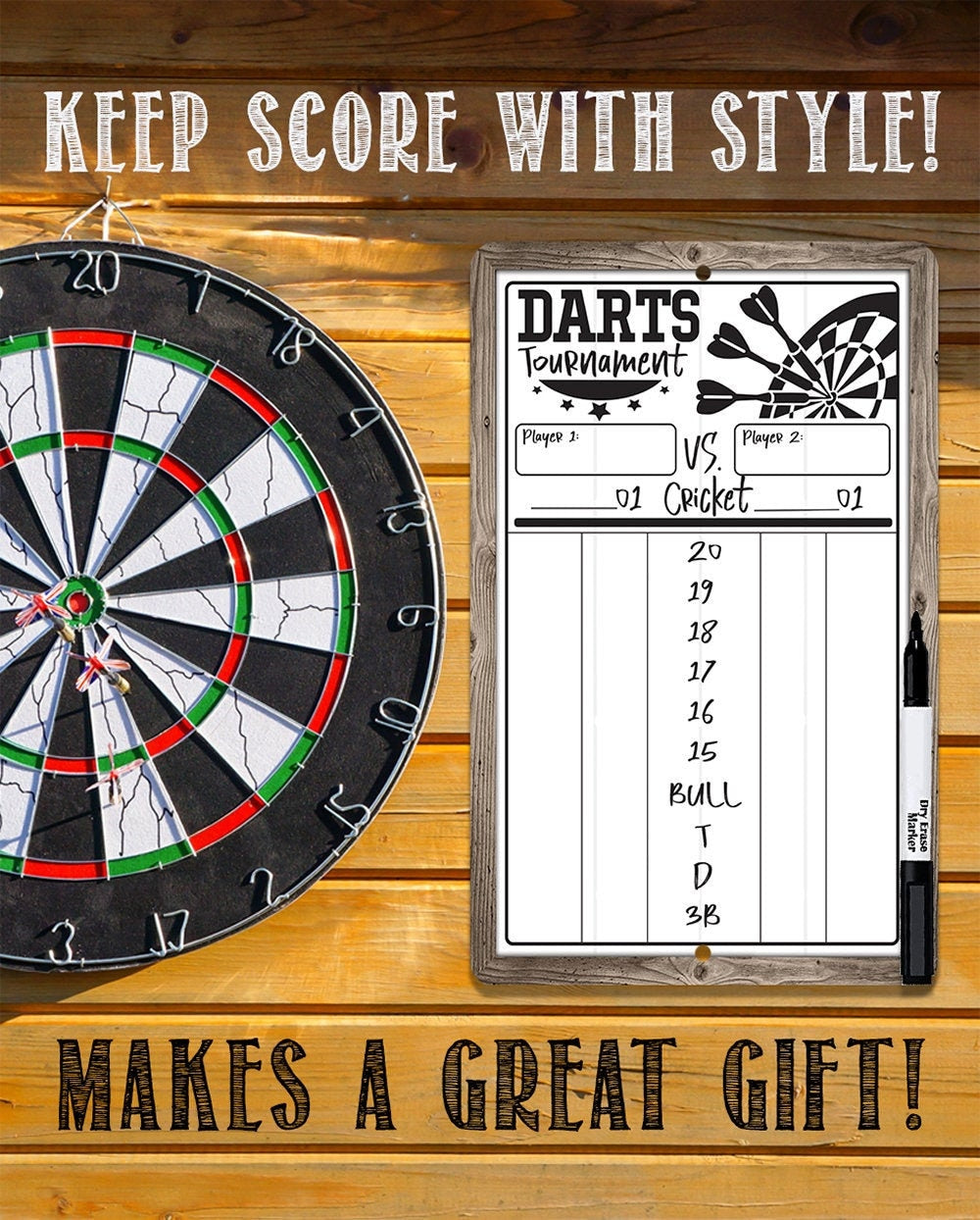 Lone Star Art-Dart Scoreboard (White) Dry Erase for Keeping Score in Games Cricket, 301 or 501 - Metal Sign