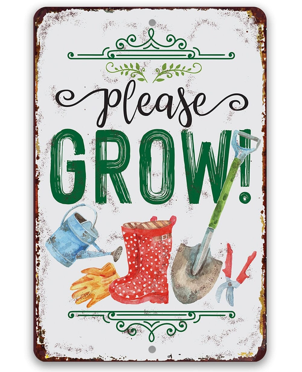 Please Grow! Garden Metal Sign by Lone Star Art