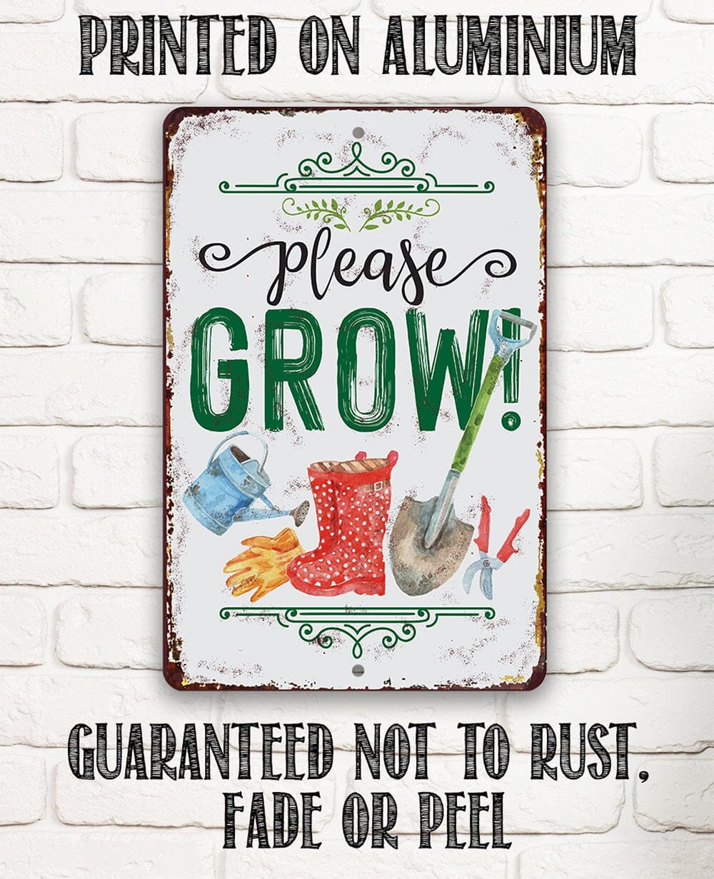 Please Grow! Garden Metal Sign by Lone Star Art
