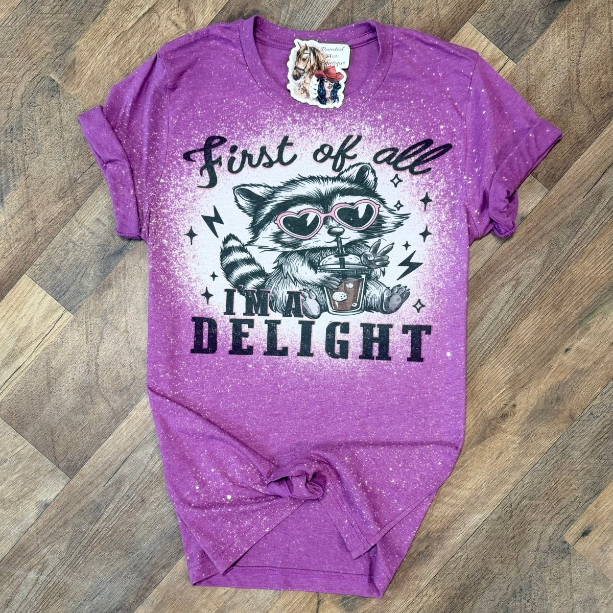 First of All I’m A Delight Trash Panda Women's T-Shirt by Painted Aces