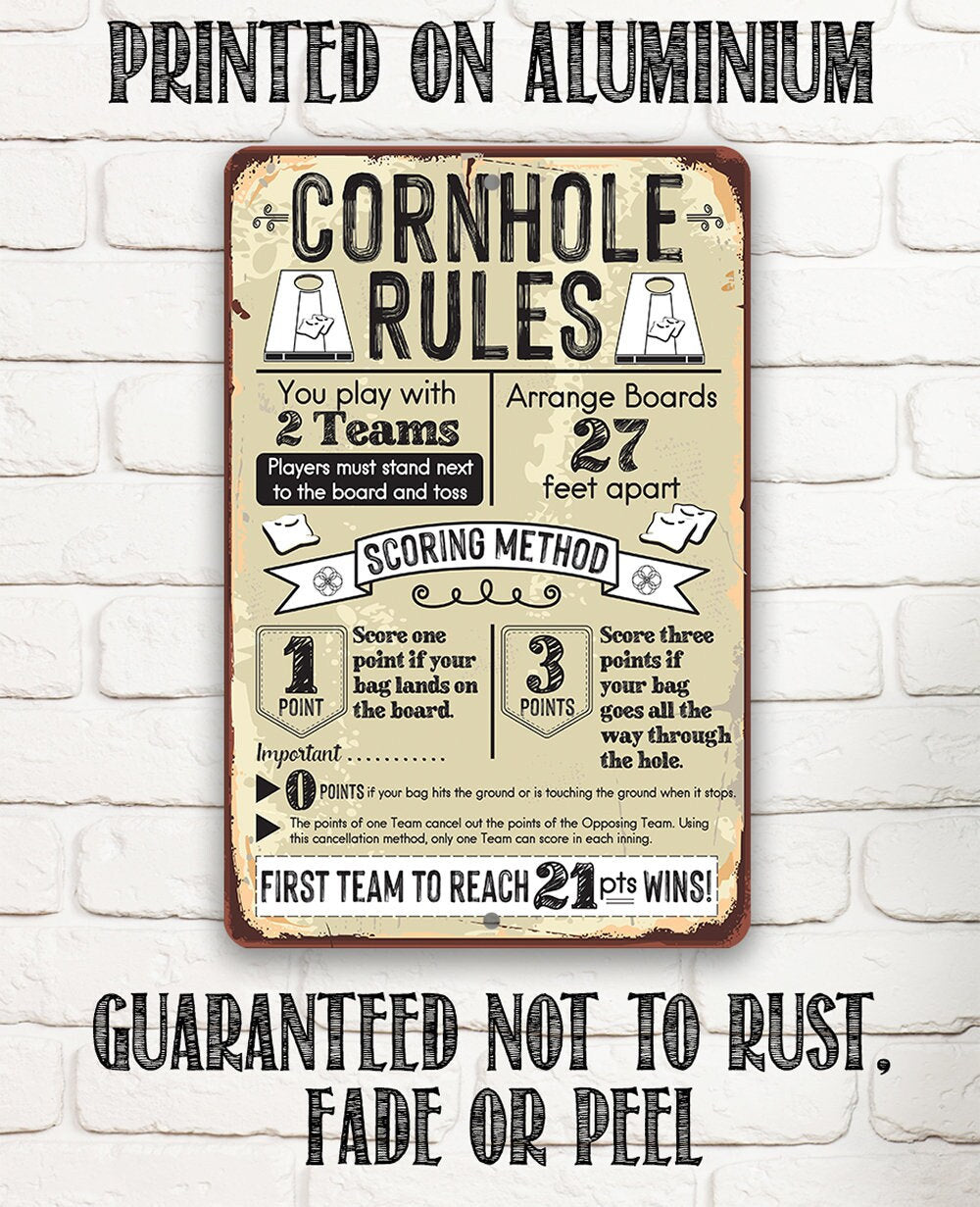 Cornhole Rules - Metal Sign by Lone Star Art