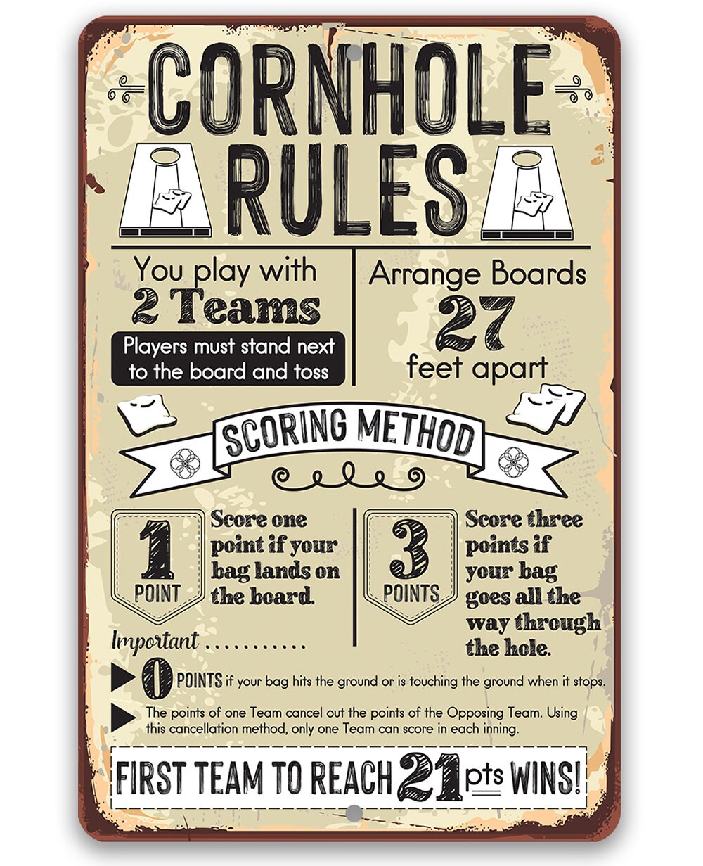 Cornhole Rules - Metal Sign by Lone Star Art