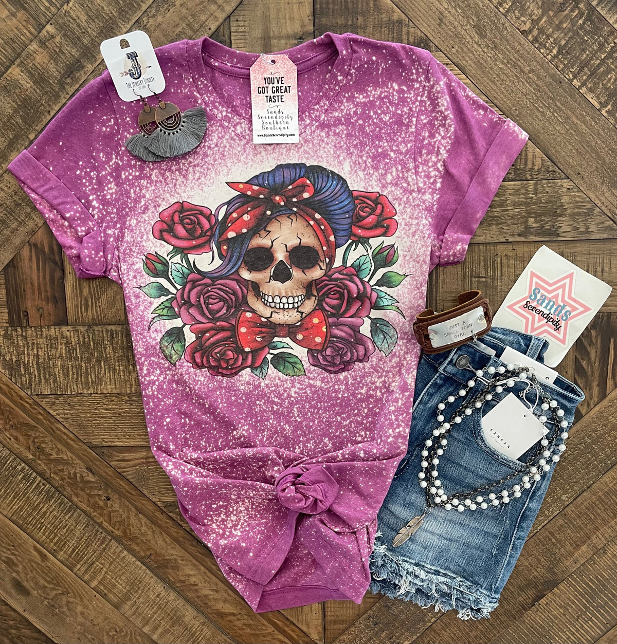 Floral Skull Tee Women's T-Shirt by Painted Aces