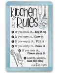 Kitchen Rules, Open 24 Hrs. - Metal Sign by Lone Star Art