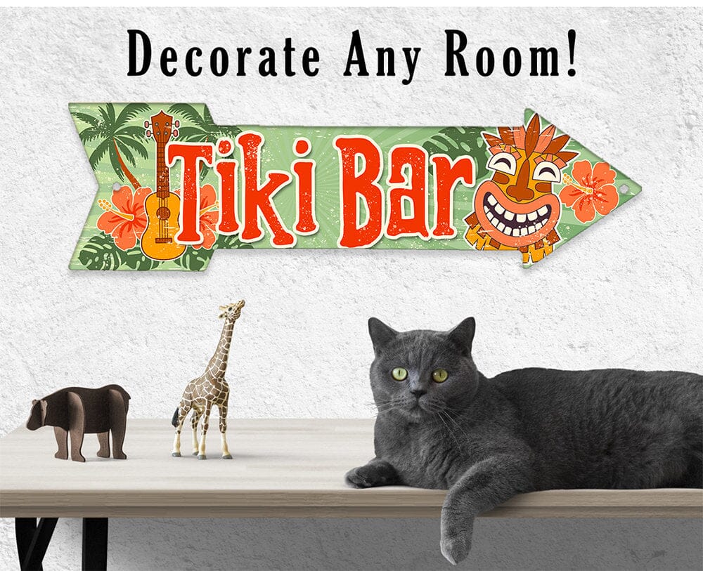Tiki Bar - Directional Arrow - Metal Sign by Lone Star Art