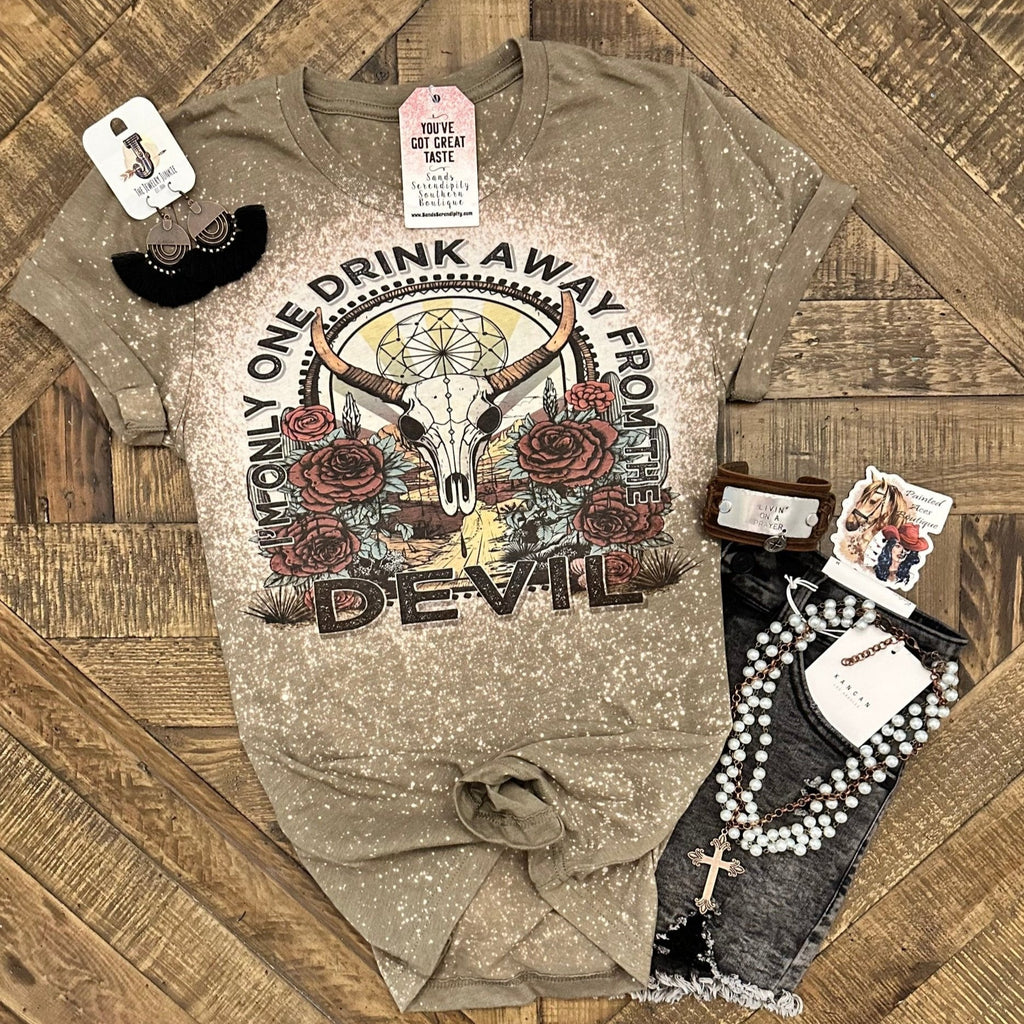 One Drink Away From the Devil Women's Tee by Painted Aces