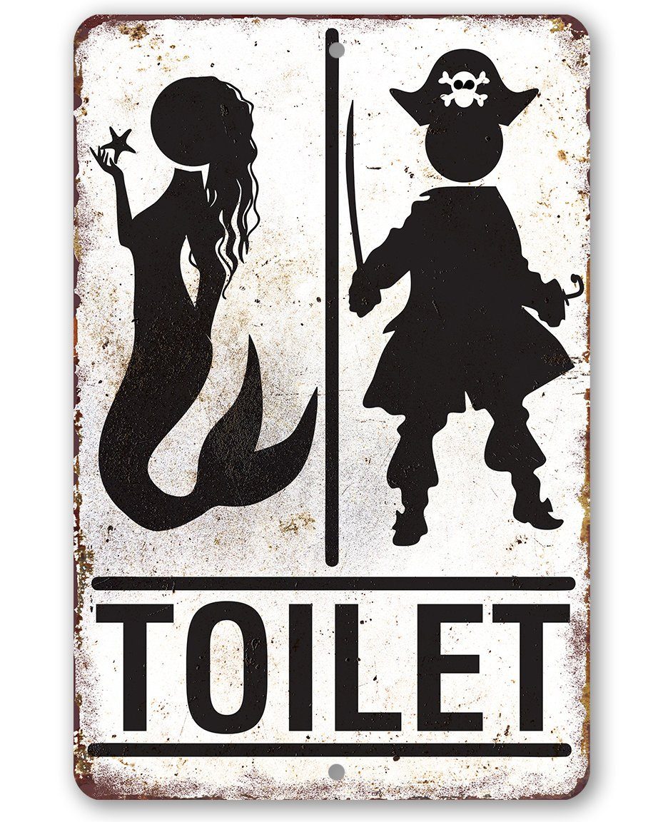 Pirate & Mermaid Toilet Metal Sign by Lone Star Art
